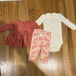 NWT Carters Just One You. 3 piece set. Size 9M. Onesie, Leggings, Thin Sweater